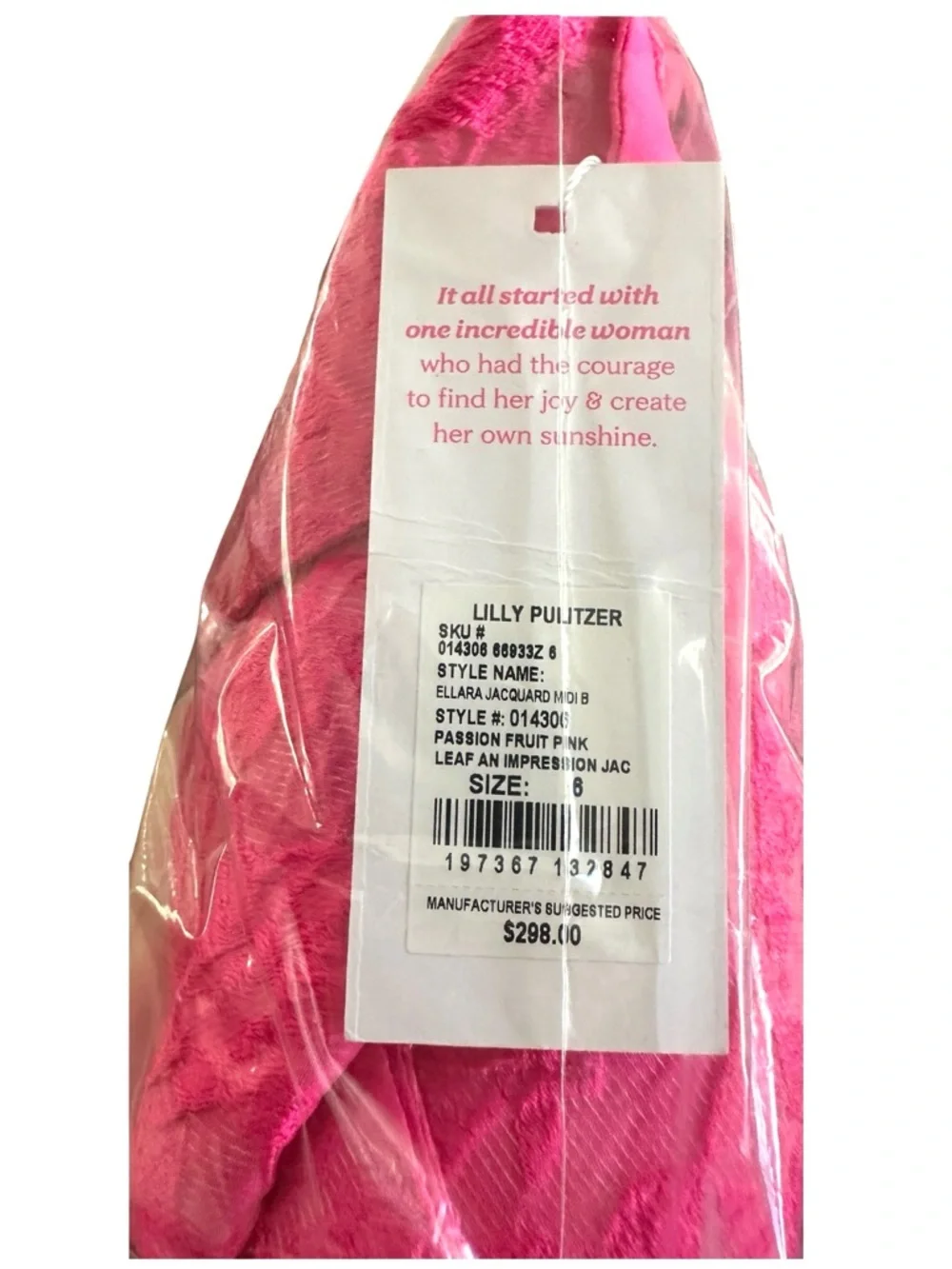 NWT Lilly Pillitzer ELLARA Jacquard Midi Bow Dress, Passion Fuit Pink Leaf 6 - Picture 7 of 7